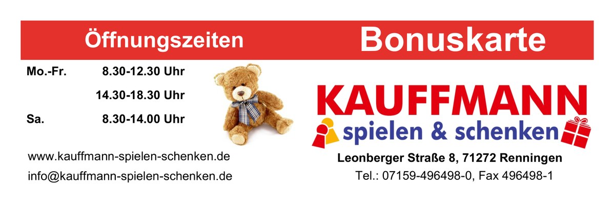 Bonuskarte von KAUFFMANN spielen & schenken – Vorderseite